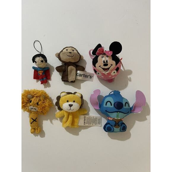 Unbranded Other - Lot Of 6 Cloth‎ Yarn Toy Superman Lion Carters Puppet Minnie Ty Baby Lilo Stitch